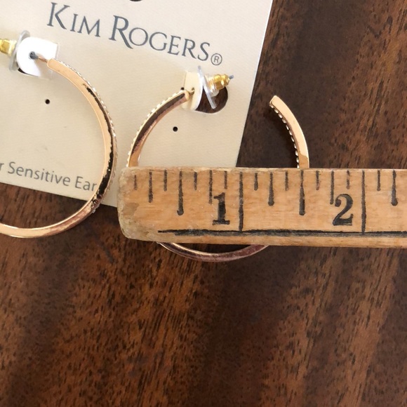 NWT Kim Rodgers rhinestone encrusted gold tone hoop earrings - Picture 6 of 13
